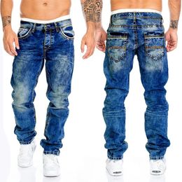 Vintage Snow Wash Straight Baggy Jeans Men Streetwear Casual Denim Cargo Pants Autumn Spring Pantalones Hombre Stretch Trousers 240507