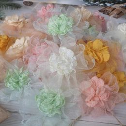 Decorative Flowers 10Pcs 10CM Fabric DIY Sewing Applique Cloth Dress Wedding Hairpin Headdress Decor