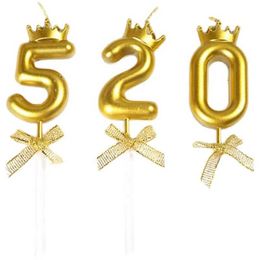 5Pcs Candles Creative Gold Crown Digital Birthday Candle Children Adult Happy Birthday Party Cake Decoration Valentines Day Decorative Candle