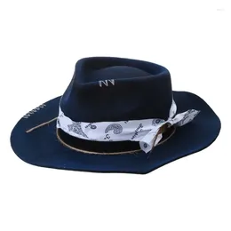 Berets Distressed Ethnic Wool Hat Vintage Handmade Cowboy Wide Brim Felt For Men And Women