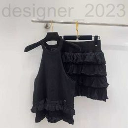 Two Piece Dress Designer 24 Knitted Tank Top with Lace Design Fashionable and Spicy Girl Slim and Versatile Advanced and Western Style Minimalist and Light Luxury