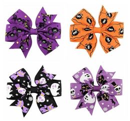 24pcs Holiday Ribbon Bow Alligator Halloween Bowknot Hair Clip For Children Halloween Hair Accessories Hairpins Grosgrain Ghost Pi2224973