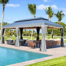 Tents and Shelters 10x20 terrace double-layer roof courtyard steel frame with mesh sunshade used for outdoor canopy gardens umbrella tentsQ240511