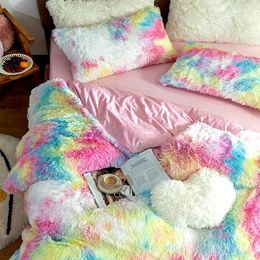 Bedding Sets GXC Pink White Fleece Fabric Winter Thick 12 Pure Colour Set Mink Velvet Duvet Cover Bed Sheet Linen Pillowcases 4pcs