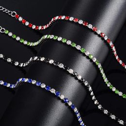 Link Bracelets 3mm Wide Bling Cubic Zirconia Tennis Stainless Steel Rhinestone Bracelet For Women Hand Chain Crystal Anklet Jewelry