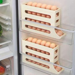 Kitchen Storage Large Capacity Automatic Egg Roller Slide Organiser Four Tier Organiser Space Saving Dedicated Rack