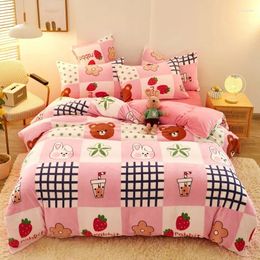 Bedding Sets Set Quilt Cover 200 230 Bed Sheet 250 Winter Warm Milk Velvet 4PCS Thick Plush Oversize Duvet