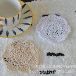 Table Mats Hand-crochet Plate Cushion Cup Crochet Flower Weave Pure Cotton Hollow Lace Multi-color Heat Insulation