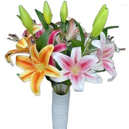 Decorative Flowers One Artificial Lily Flower Branch Good Quality Real Touch 3/4 Heads Stem For Wedding Centrepieces Floral Decoration