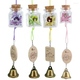 Decorative Figurines Wishing Bottle With Bell Transparent Glass Wind Chime Beautiful Wall Art Decor Metal Home Supplies
