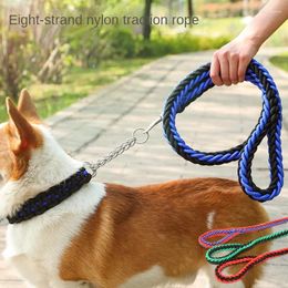Dog Collars Nylon Leash Chain Spot Colourful Braided Pet For Large Pets