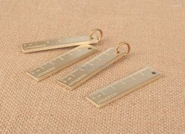 Dog Tag 10pcs/lot Retro Minimal Solid Brass Ruler Key Chain Pet Customized Logo Name Wedding Birthday Party Gift