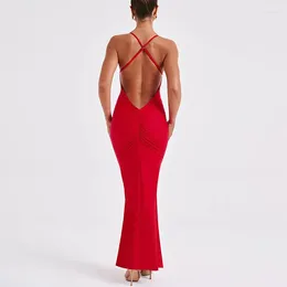 Casual Dresses Spaghetti Strap Backless Sexy Maxi For Women Fashion Sleeveless Bodycon Guest Prom Dress Party Elegant Sundresses