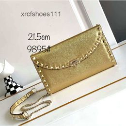 Square Wallet Purse Stud Small 2024 Valentteno Shoulder Simple Bag New Lady Handheld Female Vo Fashionable Chain Event Rivet Envelope Bags Handbag Rock 9MHL