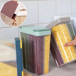 Storage Bottles Four-Cell Tank Plastic Container Rice Bucket Grain Dispenser Food Kitchen Organizer Moisture-Proof Boxes