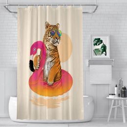 Shower Curtains Chillin Flamingo Bathroom Tiger Animal Lover Waterproof Partition Unique Home Decor Accessories