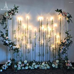 Candle Holders 5 Heads 1.4m High Road Lead Iron Art Electroplating T Platform Decoration Wedding Props Lu Yin Golden Pointed Bulb