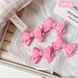 Hair Accessories 2PCS/Bag Pink Flocked Irregular Bow Clips Lovely Hairpins Sweet Girly Heart Bangs Clip Hairpin Fashion