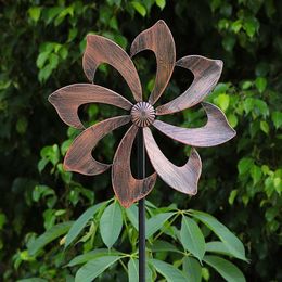 Starryfill Garden Wind Wheel Outdoor Metal Decoration, Single Blade Easy Rotation Vertical Sculpture Pile Structure Suitable for Courtyard Lawns and Gardens