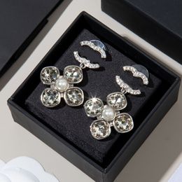 C-Letter Studs Women Designer Brass Copper Earrings Brand Jewelry 925 Silver Plated Earring Pearl Eardrop Fashion Wedding Party Gifts Accessory
