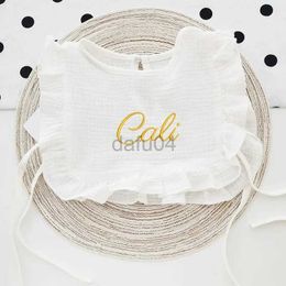 Bibs Burp Cloths Customized Personalized Name Embroidered Plain Cotton Gauze Frill Baby bib Girl bib Baby Shower Gift d240513