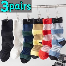 Women Socks Pleated Striped Mid-tube Women's Contrast Colour Lantern Sock Double Needle Trend Cotton Ins Tide Brand Niche