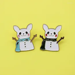 Brooches Cartoon Snowman Blue Black Scarf Enamel Pins Shiny Lovely Bag Clothes Button Badges Fashion Jewelry Gift For Kids
