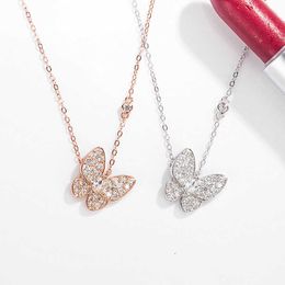 Designer Necklace Vanca Luxury Gold Chain Full Diamond Butterfly Necklace Original Buckle Luxury Red Trend Versatile Collar Chain