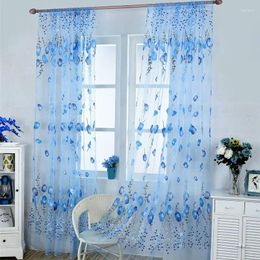 Curtain Tulle Window Curtains Tulip Pattern Voile Sheer For Living Room Bedroom Kitchen Romantic Modern
