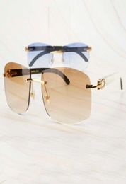 Ienbel Dirty White Buffalo Horn Men Oversized Sunglasses For Women Luxury Designer Glass Big Shades3431983
