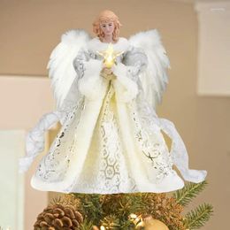 Party Decoration Rustic Angel Pendant Christmas Tree Topper White Decors For Garden Yard Cafe Desk Decor