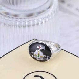 Designer Westwoods Star Style Personalized Fashion Enamel Glazed Planet Oval Ring Nail