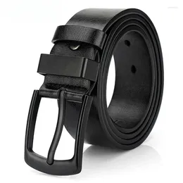 Belts 2024 Men's Vintage Casual Belt Black Pin Buckle Student Versatile Leather Wide For Men