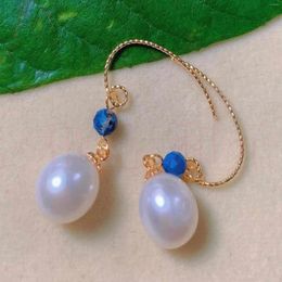 Dangle Earrings Fashion Natural White Eggshell Pearl Lapis Lazuli Beads Gold Crystal Bohemian Men Women Minimalist Office Handmade