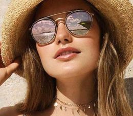 Fashion Round Sunglasses Double Bridge Women Designer Sun Glasses Men Metal Frame Eyewear UV400 Shades with cases for Ladies2107835