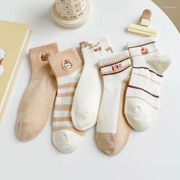 Women Socks For Korean Style Short Cute Cartoon Female Casual Low-cut Preppy Ladies Ankle Embroidery Comfy