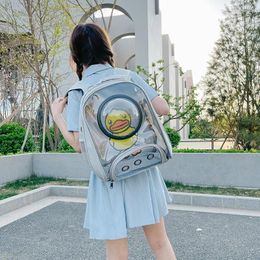 Cat Carriers Backpack For Cats Dog Carrier Bag Transparent Printed Going Out Portable Space School