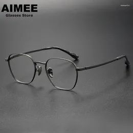 Sunglasses Frames Korean Style Pure Titanium Glasses Frame Men Small Square Eyeglasses Myopia Prescription Eyewear Women Optical Blue Light