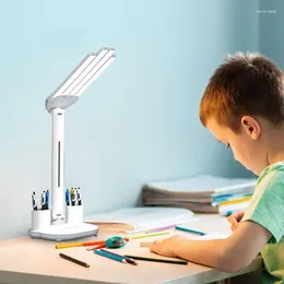 Table Lamps Lamp With USB Charging Port LED Desk Dimmable Adjustable Folding Light For Homework 2 Pen Holders