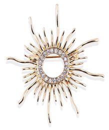 Pins Brooches High Quality Sun Shape Brooch For Women Men Prong Setting Crystals Color Broches Hijab Pins Scarf Buckles Plastron 6266977