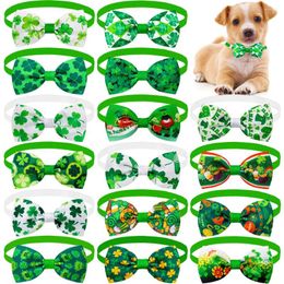 Dog Apparel 5pcs Mixed Colours St. Patrick's Day Bow Ties Green Cat For Dogs Pet Accessories Supplies Products