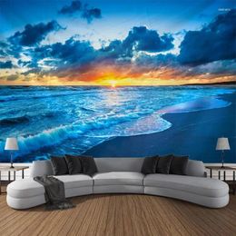 Tapestries Beach And Sunset Landscape Tapestry Wall Hanging Bohemian Printed Cloth Home Decoration Bedroom