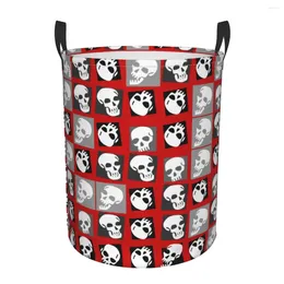 Laundry Bags Folding Basket Geometric Cool Skulls Halloween Round Storage Bin Large Hamper Collapsible Clothes Toy Bucket Organizer