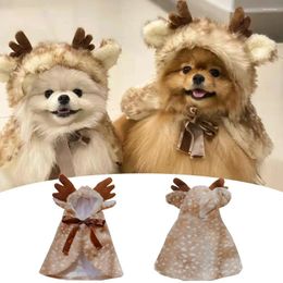 Dog Apparel Warm Coat For Christmas Gift Pet Cosplay Elk Cape Cat Clothes Winter Shawl Lovely Decoration Small Dogs Costume