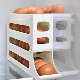 Kitchen Storage 4-Layer Eggs Holder Convenient Automatic Rolling Dispenser Practical Slide Box Scrolling Organiser