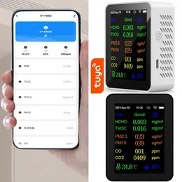 TuYa WiFi Smart 9 In 1 Air Quality Detector AQI PM2.5 PM10 HCHO TVOC CO CO2 Meter Digital Temperature Humidity LCD Tester