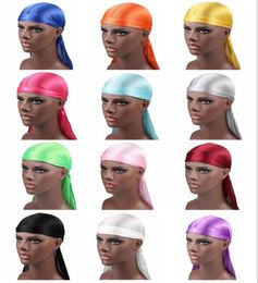 2018 Men039s Satin Durags Bandana Turban Wigs Men Silky Durag Headwear Headband Pirate Hat Hair Accessories5734981
