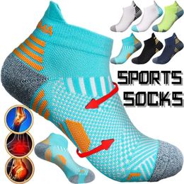 Men's Socks 3Pairs Professional Sports Running Sock Men Women Breathable Tube Low Cut Boat Ankle Mesh Casual Thick Towel Bottom Sox