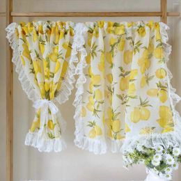 Curtain 1PC Yellow Lemon Lace Short For Kitchen Study Sheer Window Drape Hallway Kids Bedroom Balcony Custom #E