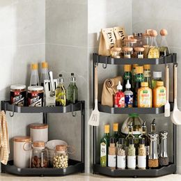 Kitchen Storage Corner Spice Rack Shelf Holder Punching-free Racks Triangle Stainless Seasoning Multi-layer Steel